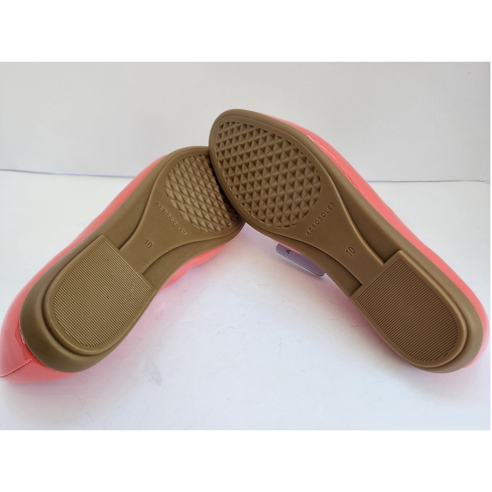 Aerosoles Bell Coral Pink Patent Gold Chain Link Loafers Flats Womens 10W New - Picture 6 of 11